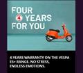 4-YEARS WARRANTY ON THE VESPA E5+ RANGE.