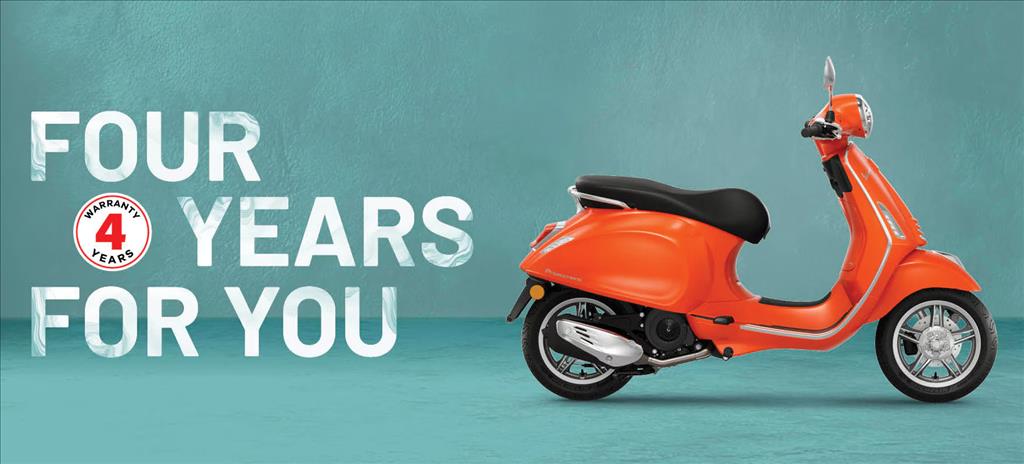 4-YEARS WARRANTY ON THE VESPA E5+ RANGE.