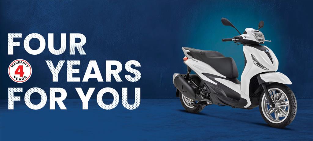 4-YEARS WARRANTY ON THE PIAGGIO E5+ RANGE.