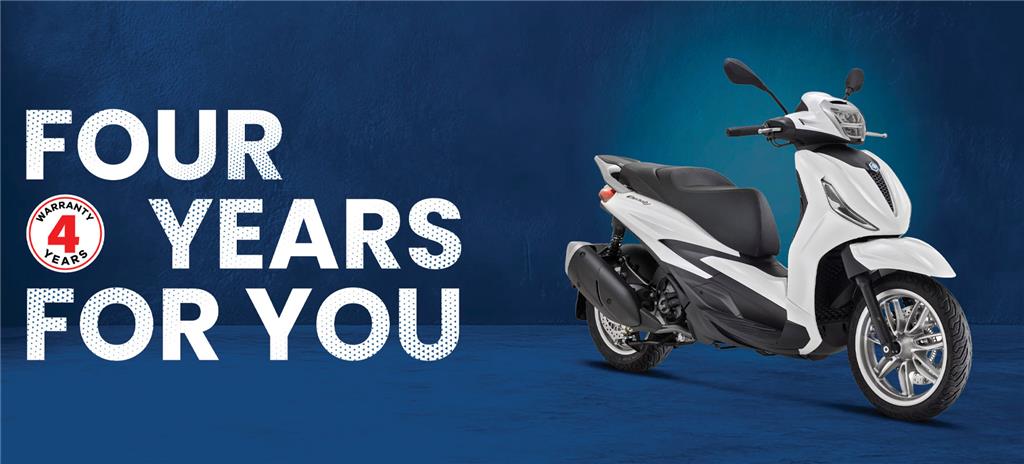 4-YEARS WARRANTY ON THE PIAGGIO E5+ RANGE.
