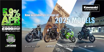 Enjoy 0% APR on HP and 5.9% PCP APR Representative on a wide range of Kawasaki machines!
