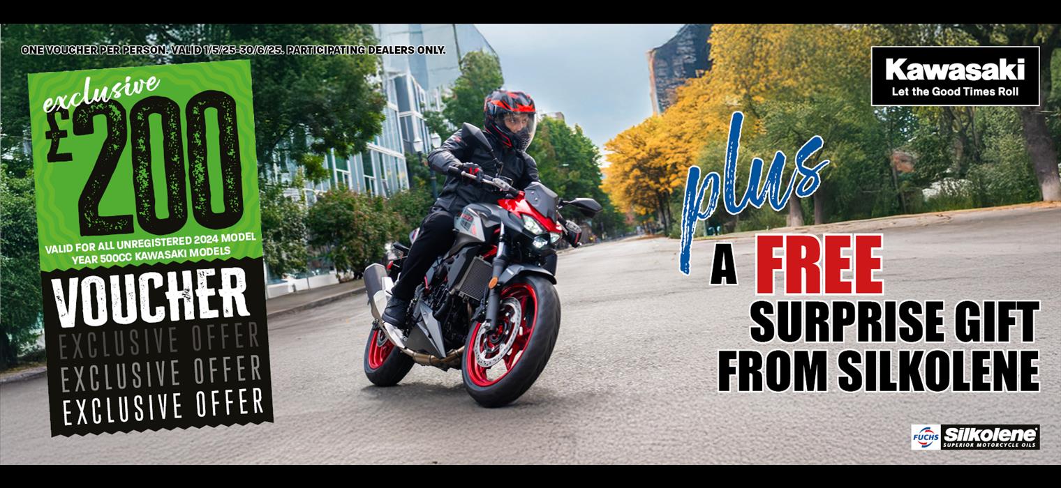 Get a free gift with Kawasaki and Silkolene!