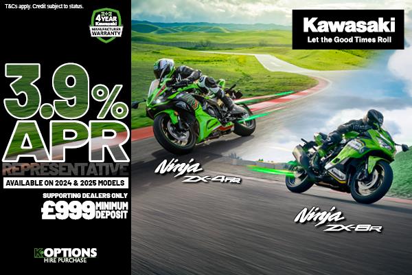 Ninja ZX-4RR and Ninja ZX-6R now available with 3.9% HP and 5.9% PCP APR Representative