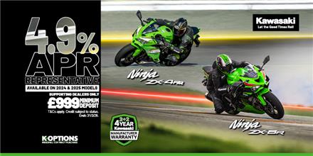 Ninja ZX-4RR and Ninja ZX-6R now available with 0% HP and 3.9% PCP APR Representative