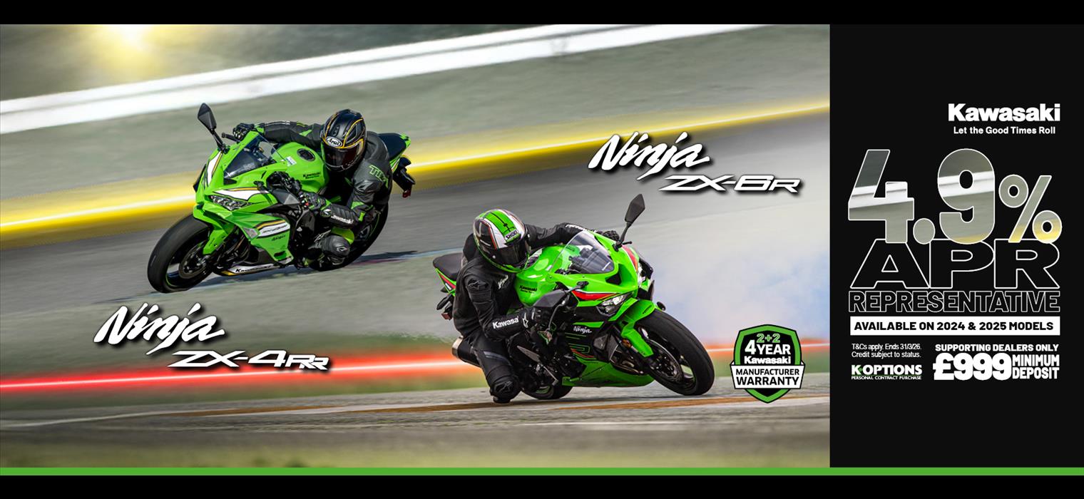Ninja ZX-4RR and Ninja ZX-6R now available with 0% HP and 3.9% PCP APR Representative